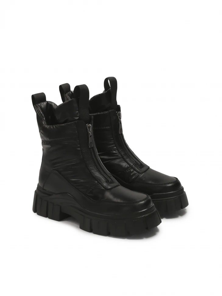 Kazar Black Snow Boots With Puff Upper
