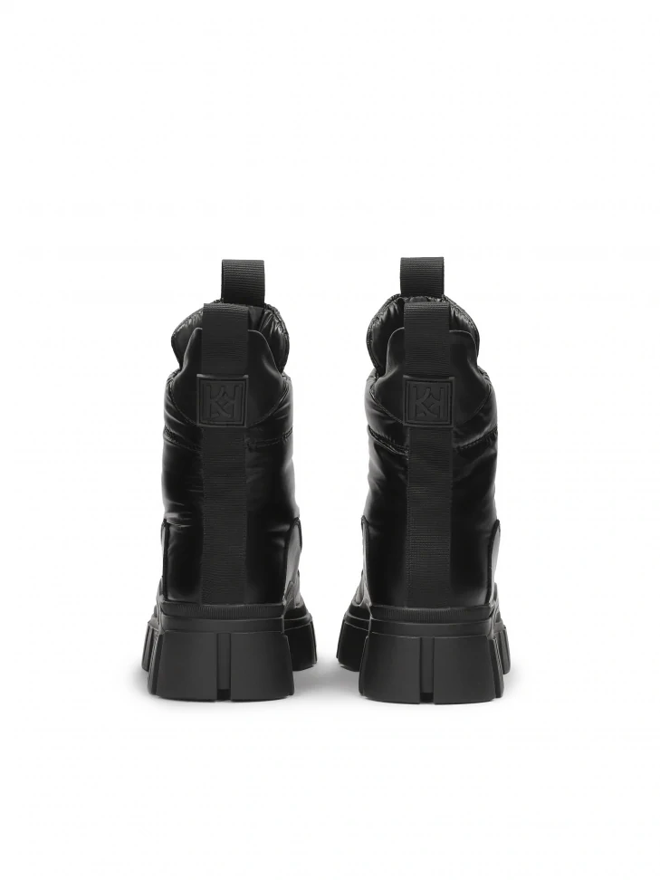 Kazar Black Snow Boots With Puff Upper