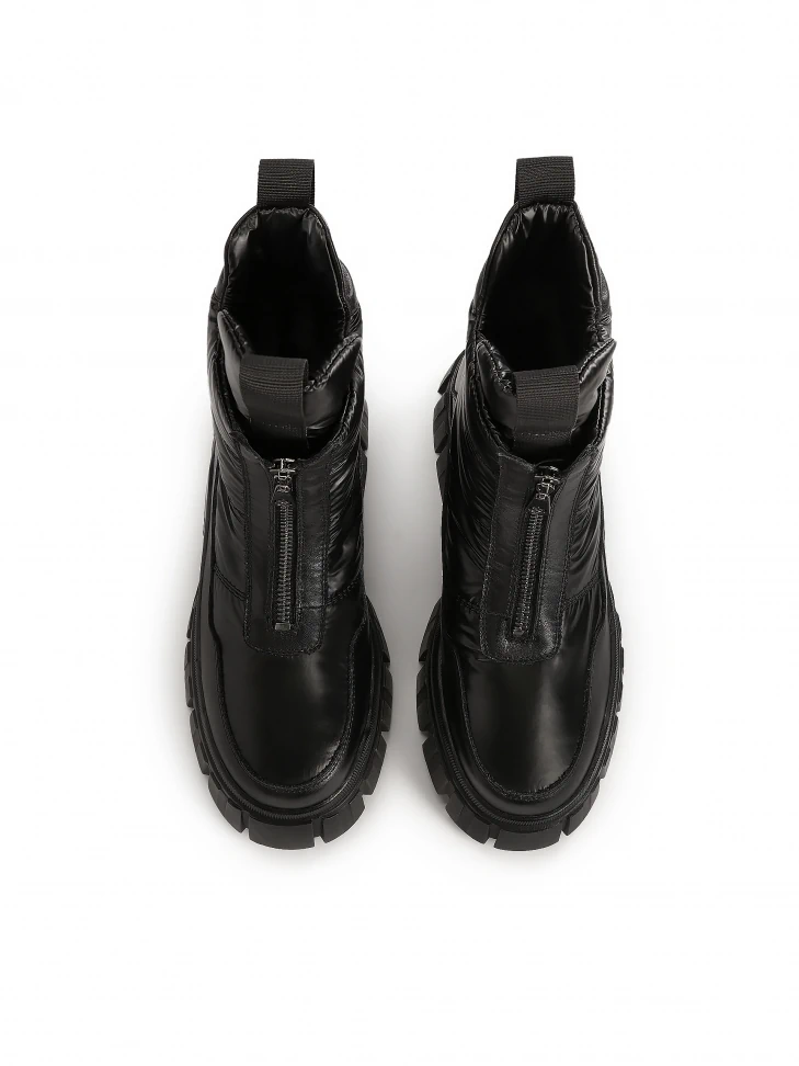 Kazar Black Snow Boots With Puff Upper