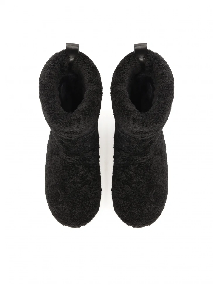 Kazar Black Snow Boots With Sheep's Wool