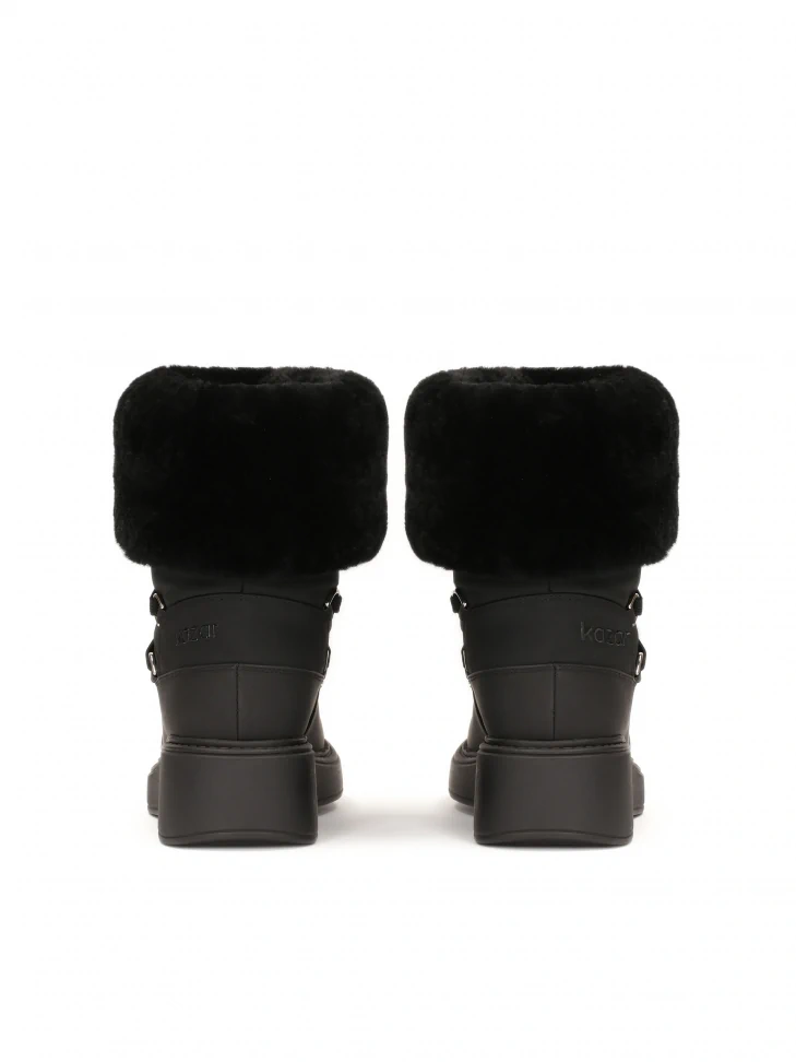 Kazar Black Snow Boots With Sheep's Wool