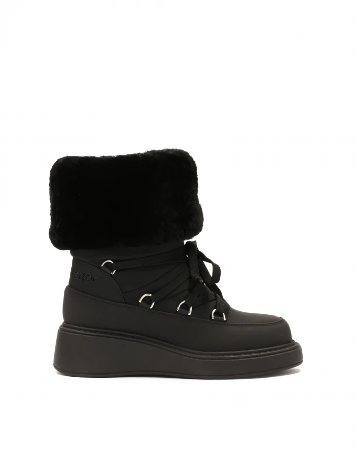 kazar Black snow boots with sheep's wool