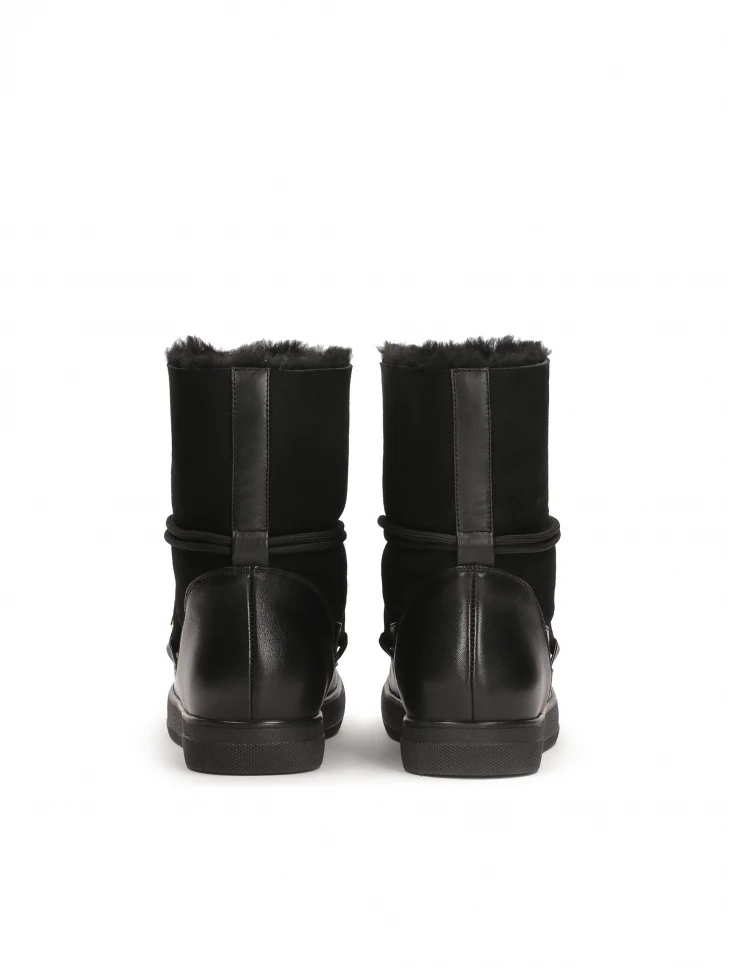 Kazar Black Snow Boots With Suede Upper