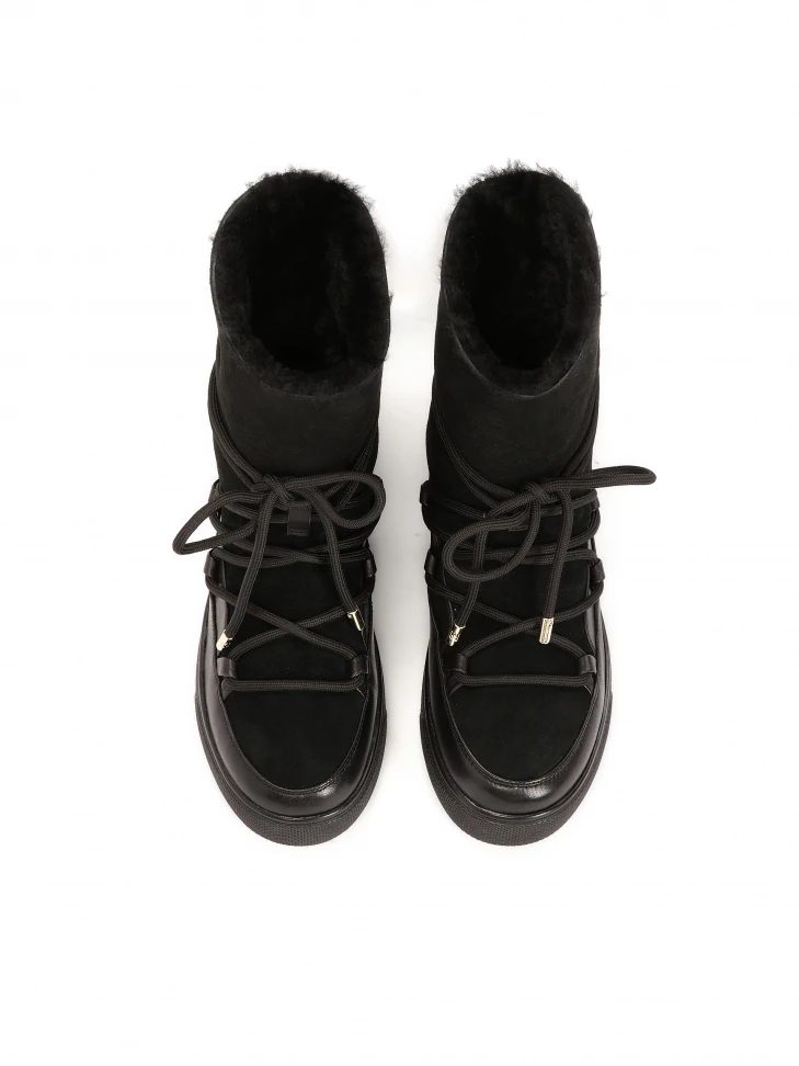 Kazar Black Snow Boots With Suede Upper