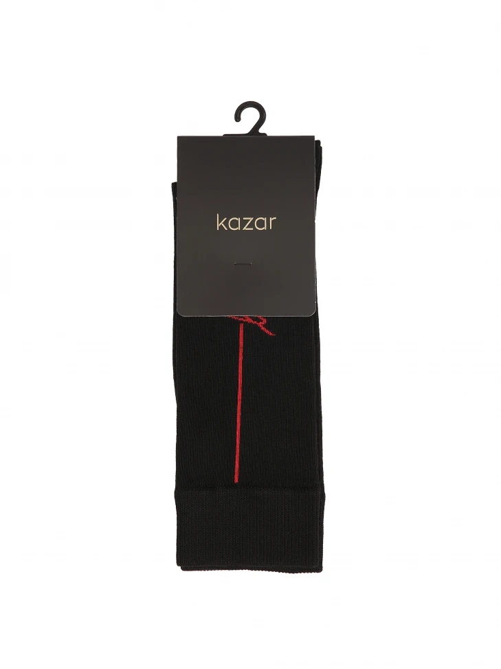 Kazar Black Socks With Contrasting Stripe And Logo