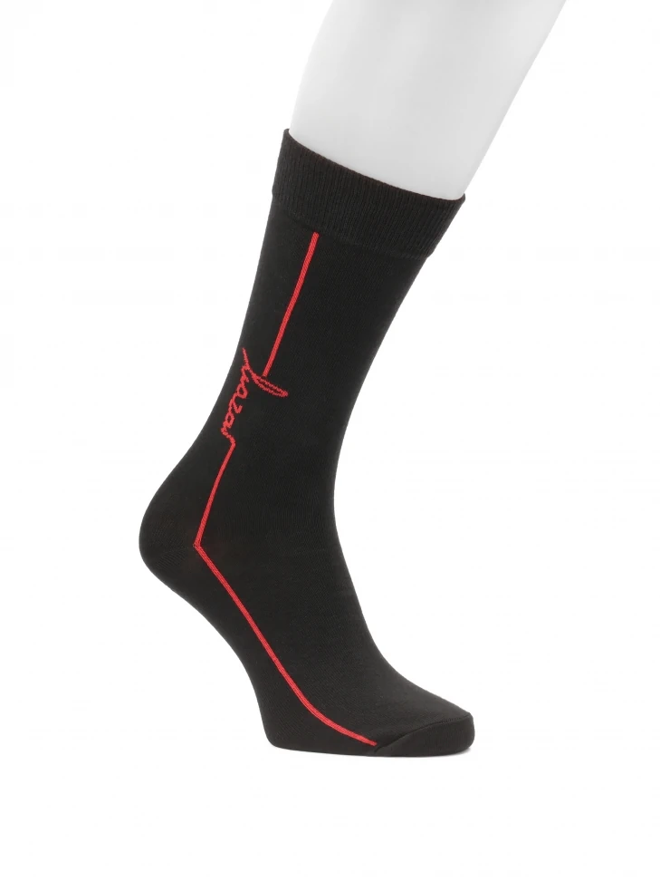 kazar Black socks with contrasting stripe and logo