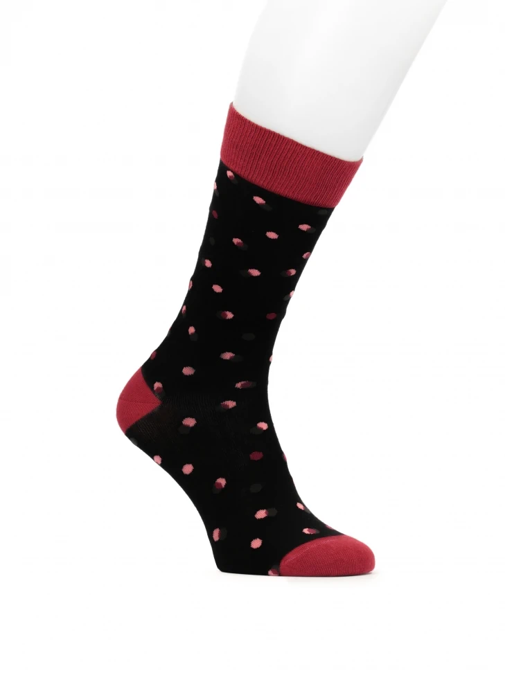kazar Black socks with maroon dots