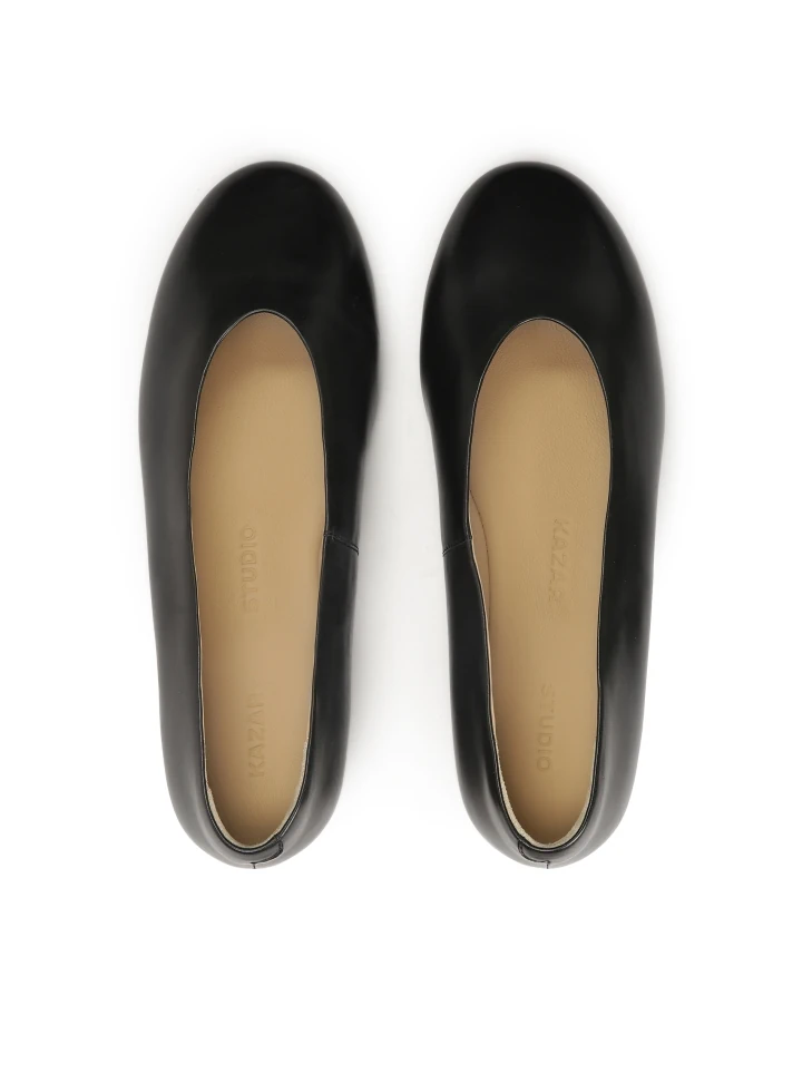 Kazar Black Soft Leather Ballerinas