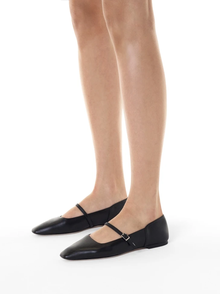 Kazar Black Soft Leather Ballerinas