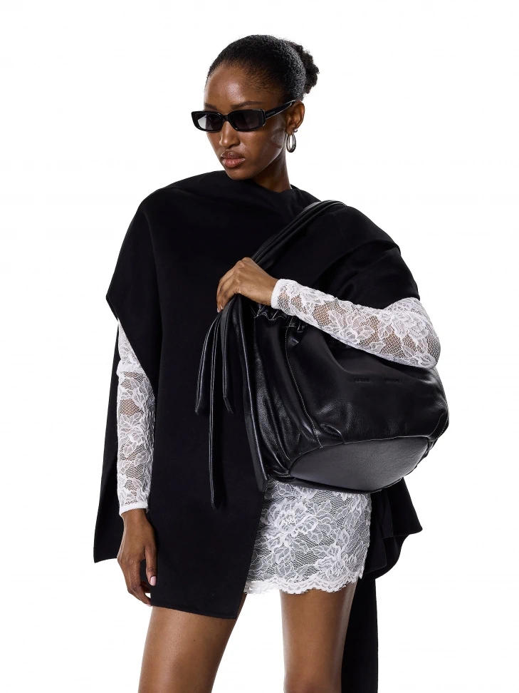 Kazar Black Soft Leather Pouch Bag