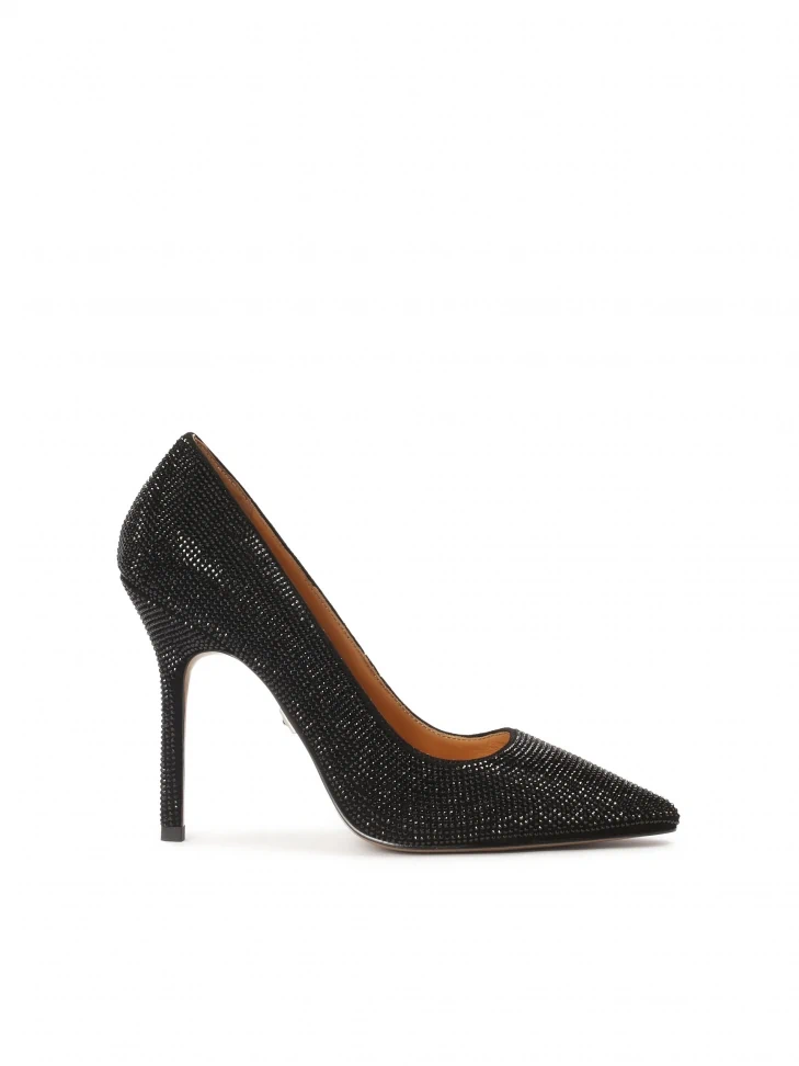 kazar Black stiletto pumps decorated with crystals