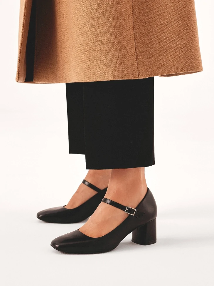 Kazar Black Strappy Pumps