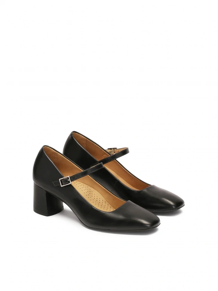 Kazar Black Strappy Pumps