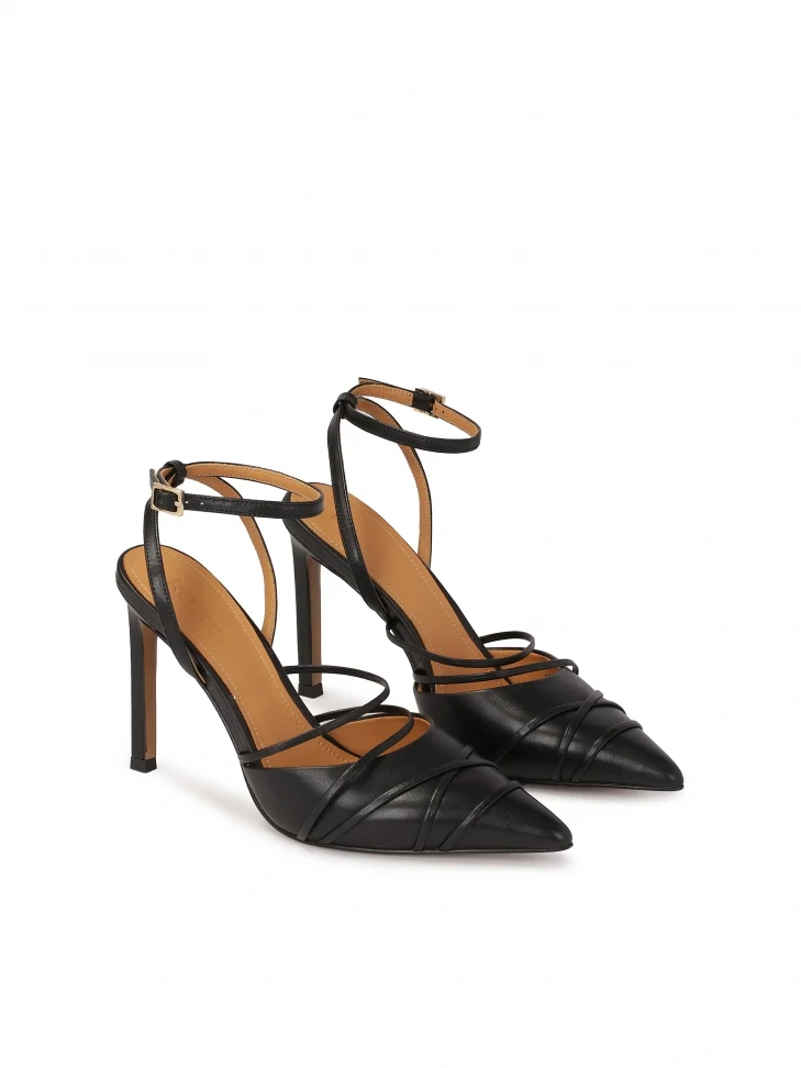 Kazar Black Strappy Wrapped Pumps
