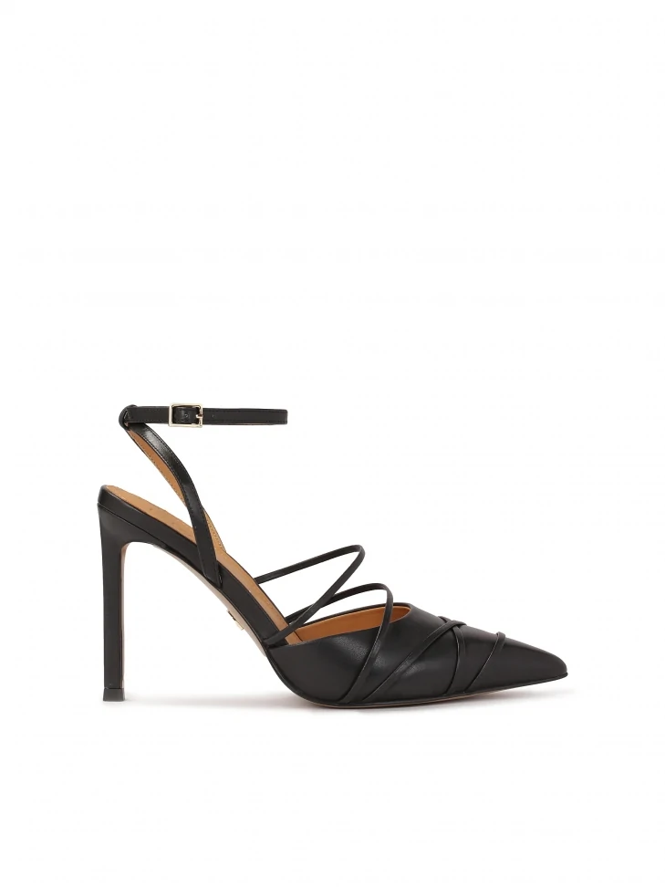 kazar Black strappy wrapped pumps