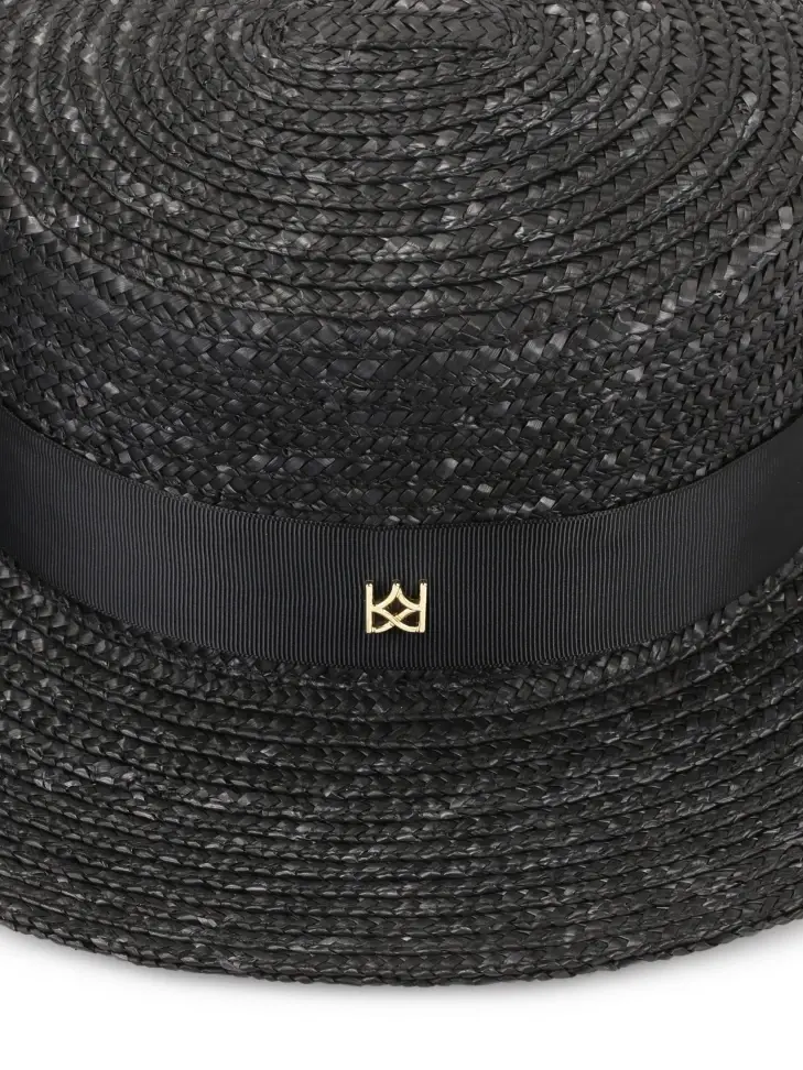 Kazar Black Straw Hat With Ribbon