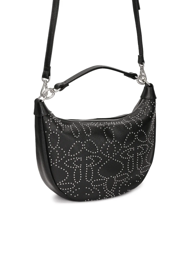Kazar Black Studded Hobo Bag