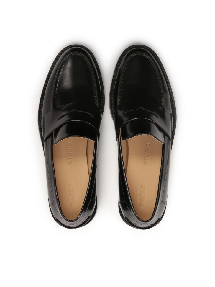 Kazar Black Stylish Loafers Made Of Grain Leather