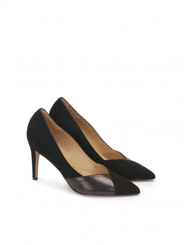 Kazar Black Suede And Smooth Leather Pumps