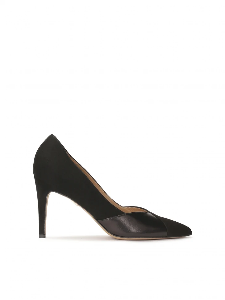 kazar Black suede and smooth leather pumps