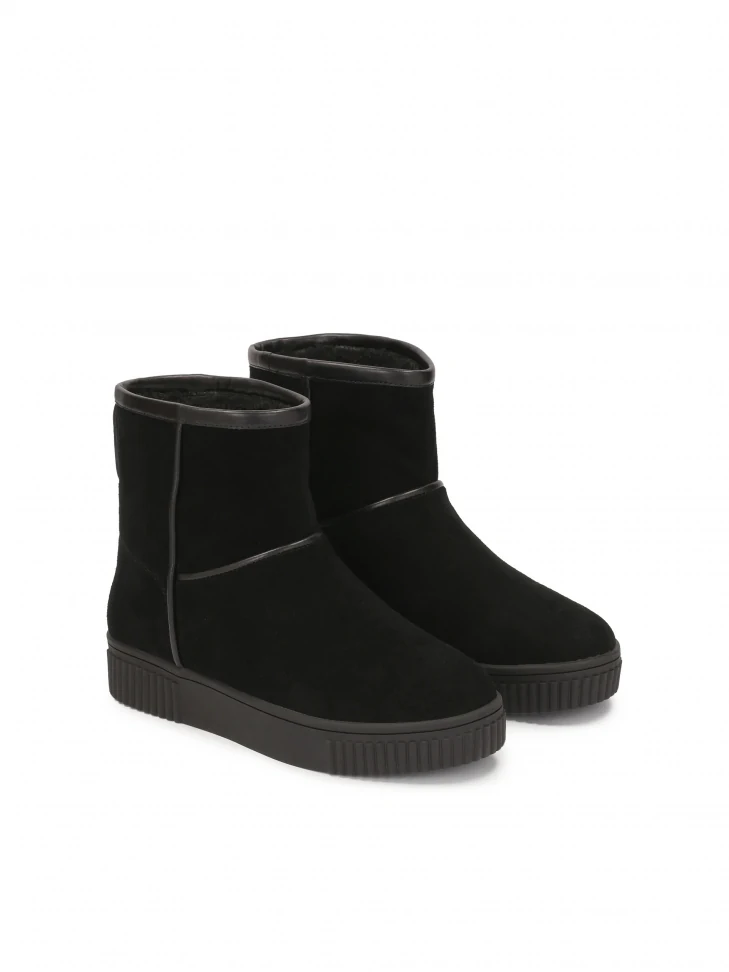 Kazar Black Suede Ankle Snow Boots