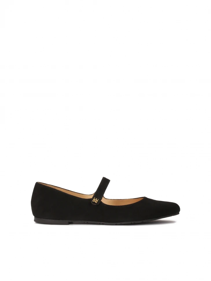 kazar Black suede ballerinas in Mary Jane style