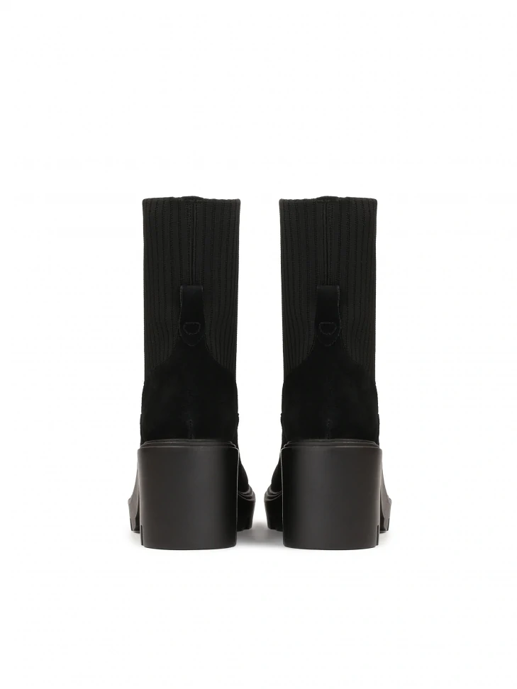 Kazar Black Suede Booties With A Sock Upper