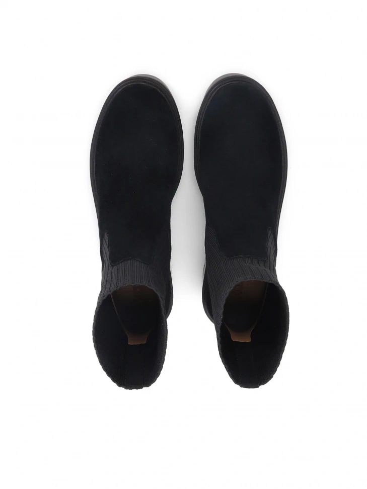 Kazar Black Suede Booties With A Sock Upper