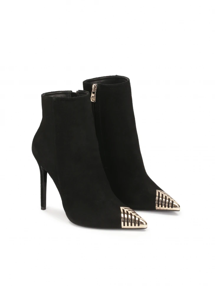 Kazar Black Suede Boots With Metal Toes