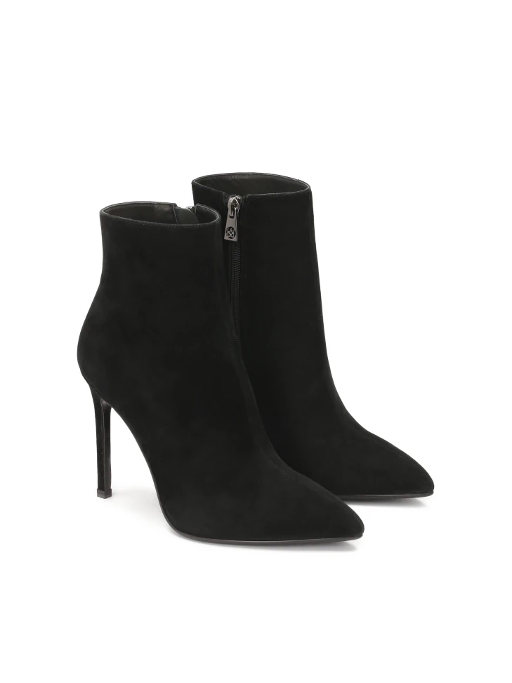 Kazar Black Suede Boots With Pointed Toe Nose