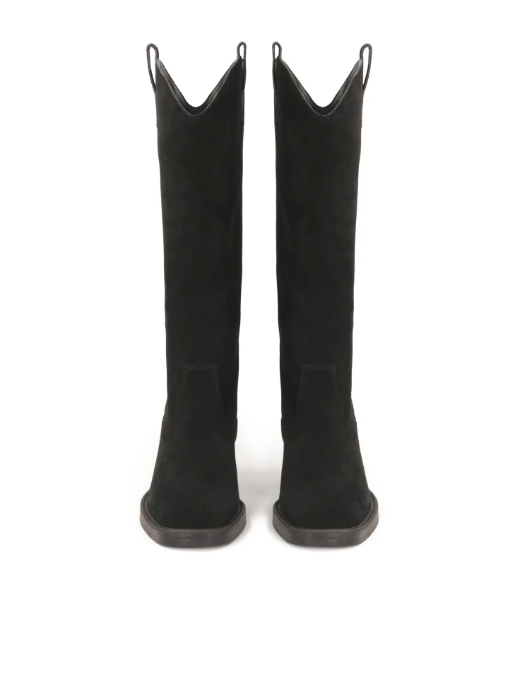 Kazar Black Suede Flat Sole Boots