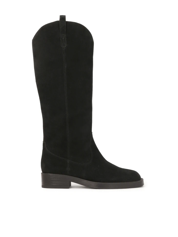 kazar Black suede flat sole boots
