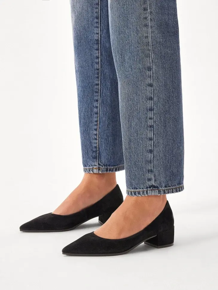 Kazar Black Suede Low-heeled Pumps