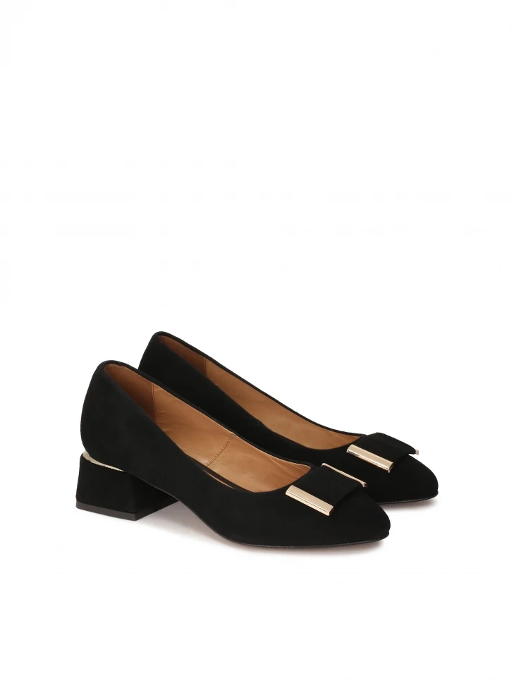 Kazar Black Suede Low-heeled Pumps