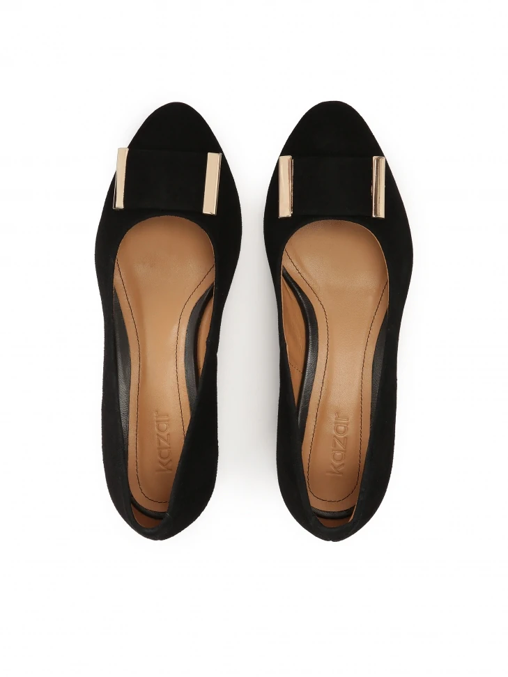 Kazar Black Suede Low-heeled Pumps
