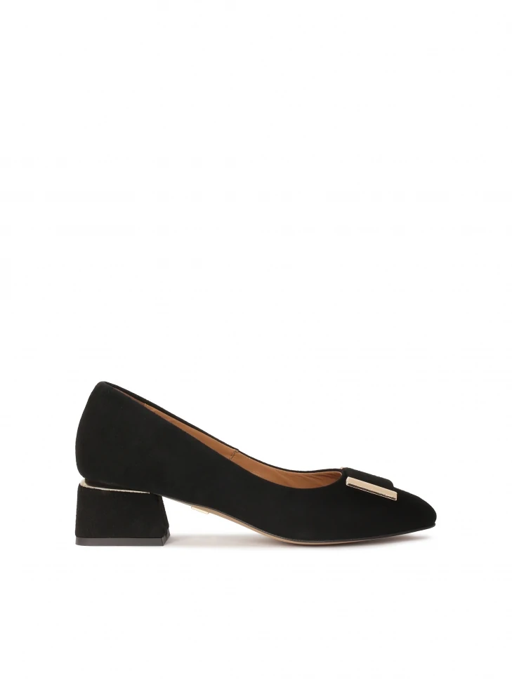 kazar Black suede low-heeled pumps