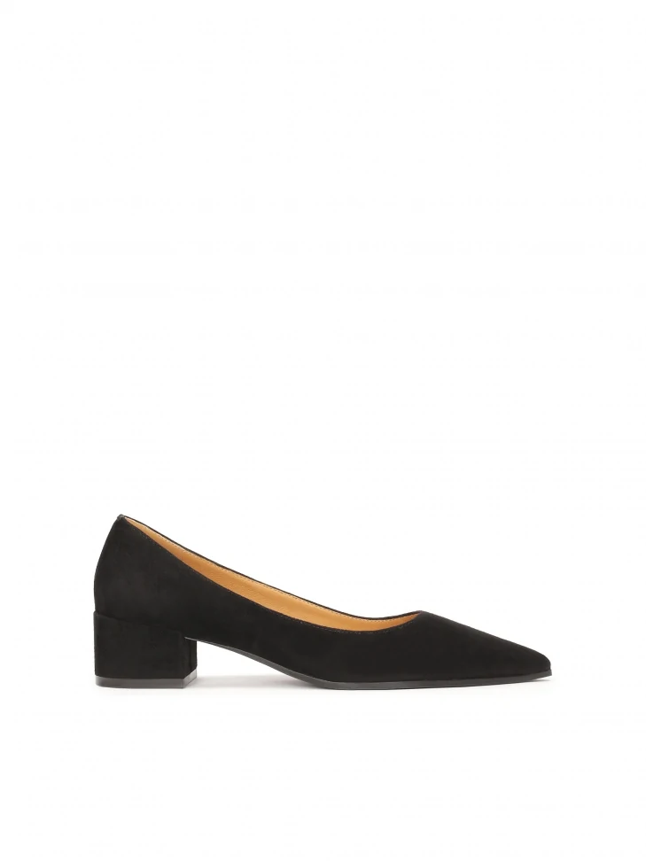 kazar Black suede low-heeled pumps