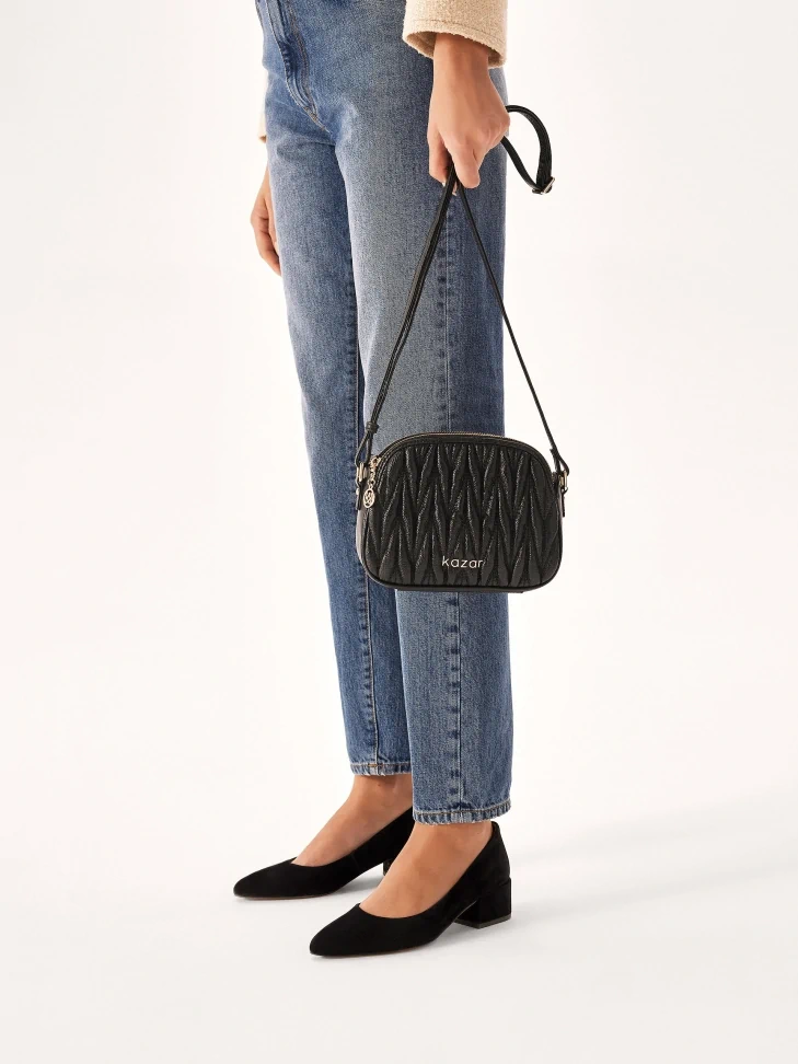 Kazar Black Suede Low Stiletto Pumps