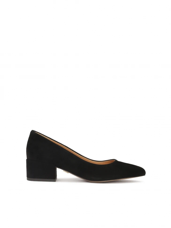 kazar Black suede low stiletto pumps