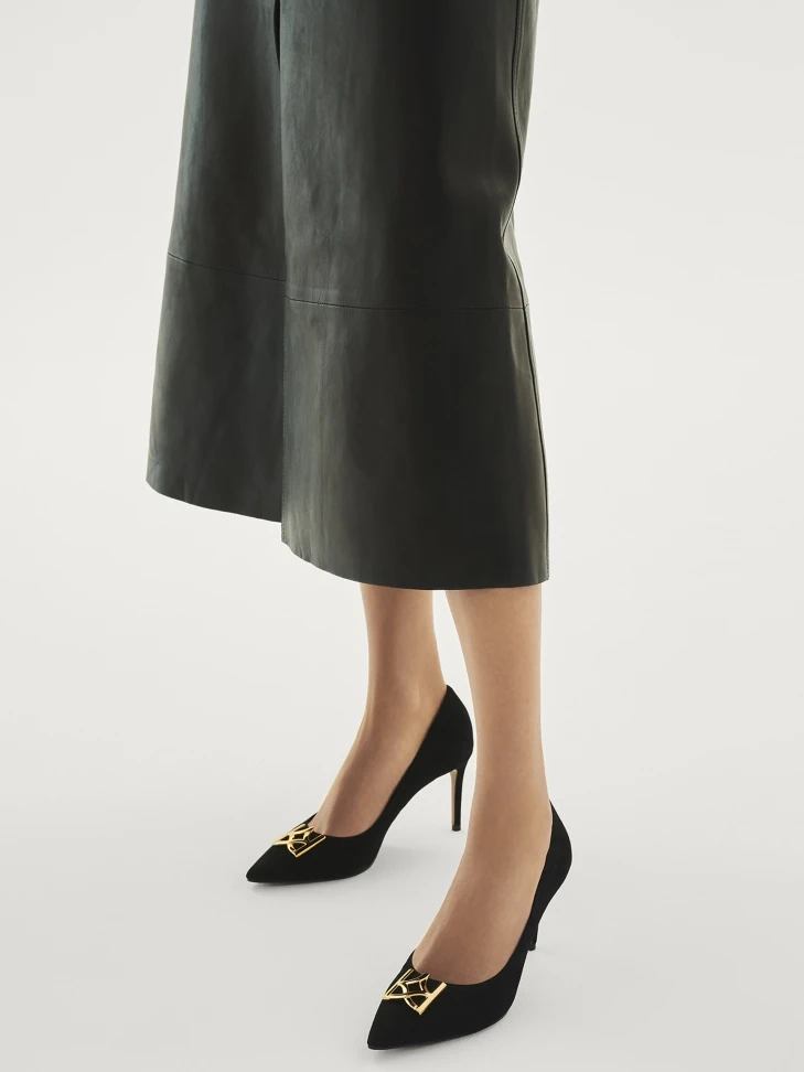 Kazar Black Suede Pumps With A Large Monogram