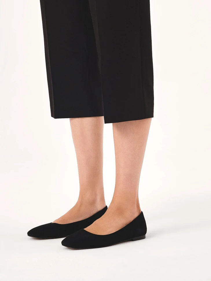 Kazar Black Suede Pumps With Square Front
