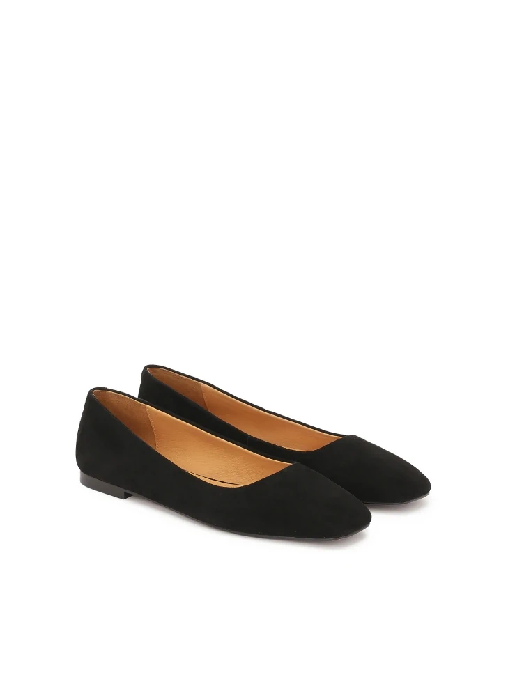 Kazar Black Suede Pumps With Square Front