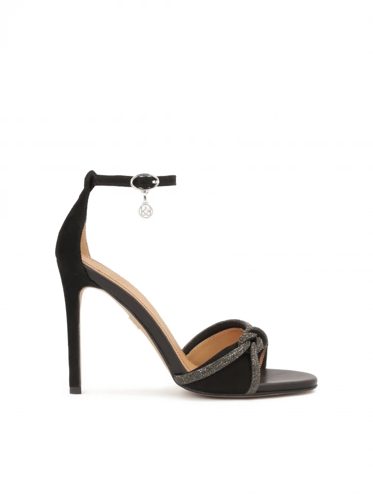 kazar Black suede sandals with shiny straps