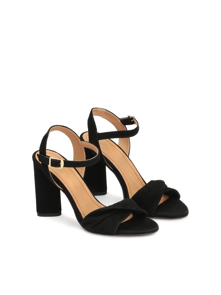 Kazar Black Suede Wide Strap Sandals