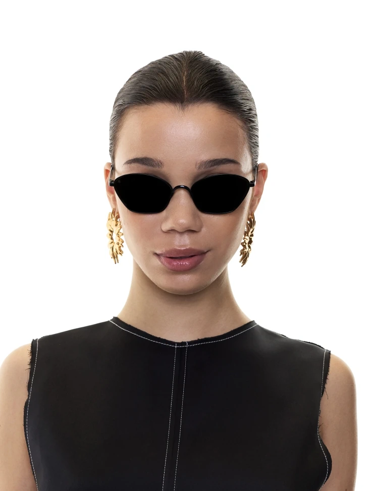 Kazar Black Sunglasses With Metal Frame