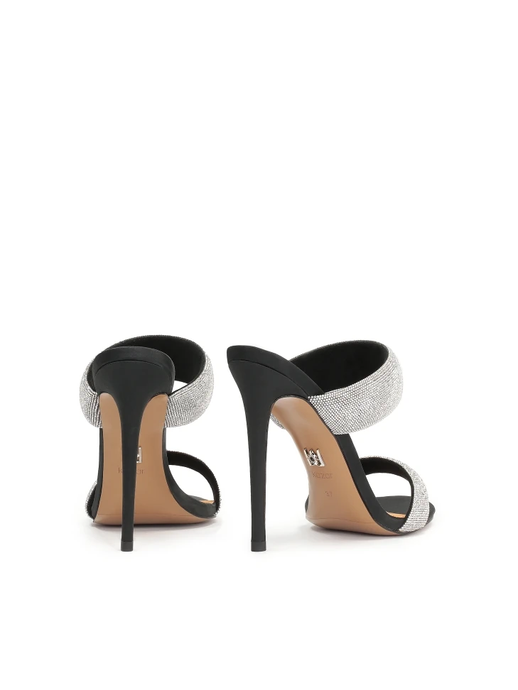 Kazar Black Textile Mules With Shiny Straps