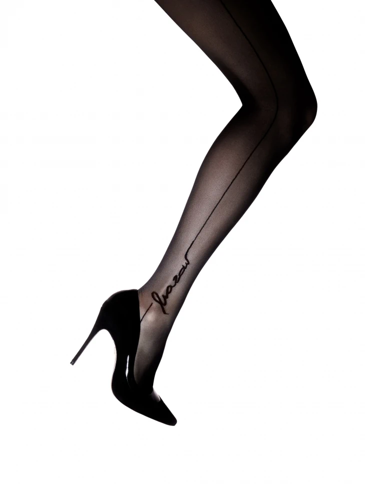Kazar Black Tights With A Vertical Line And A Logo