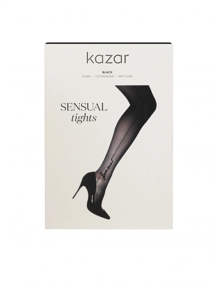 kazar Black tights with a vertical line and a logo