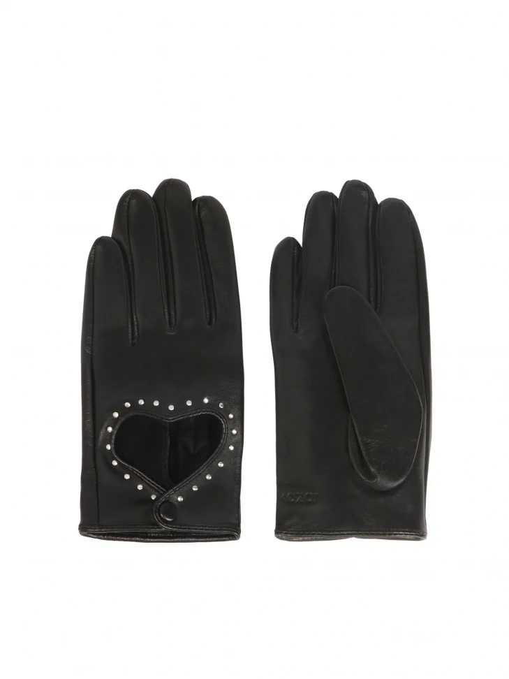 Kazar Black Touch Screen Gloves With Cut Out Heart