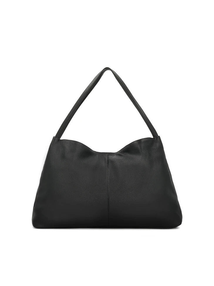 Kazar Black Trapeze Handbag With Shoulder Strap